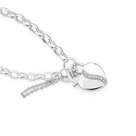 Silver-19cm-Cubic-Zirconia-Wave-Centre-Puff-Padlock on sale