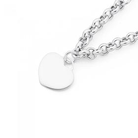Sterling-Silver-19cm-Heart-Disc-Belcher-Bracelet-Made-In-Italy on sale