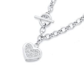 Silver-Pave-Cubic-Zirconia-Heart-Fob-Bracelet on sale