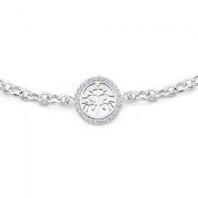 Silver-Cubic-Zirconia-Tree-Of-Life-Bracelet on sale