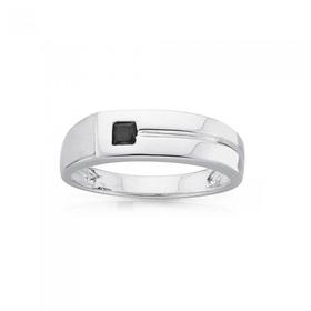 Silver+Black+Cubic+Zirconia+Gents+Ring