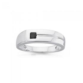 Sterling-Silver-Black-Cubic-Zirconia-Mens-Ring on sale