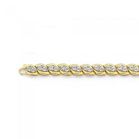 9ct+Gold+Diamond+Marquise+Link+Bracelet