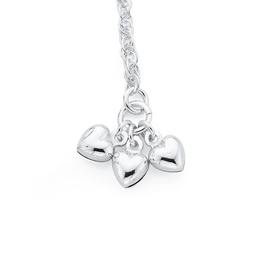 Silver+25cm+Rope+Anklet+With+3+Hearts