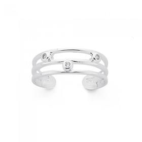 Sterling+Silver+Three+Bar+Cubic+Zirconia+Toe+Ring