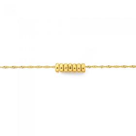 9ct+Gold%2C+25cm+Seven+Lucky+Rings+Anklet
