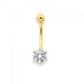 9ct-Cubic-Zirconia-Belly-Bar on sale