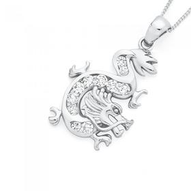 Silver+CZ+Dragon+Pendant