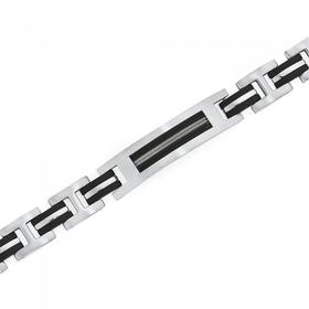 Stainless-Steel-Black-Cable-ID-Mens-Bracelet-23cm on sale