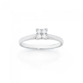 9ct+White+Gold+Diamond+Engagement+Ring