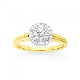 9ct-Gold-Diamond-Cluster-Framed-Ring on sale