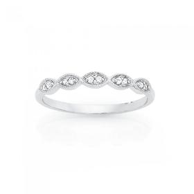 9ct+White+Gold+Diamond+5x+Oval+Bar+Ring