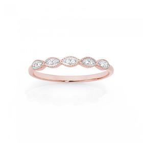 9ct+Rose+Gold+Diamond+5x+Oval+Bar+Ring