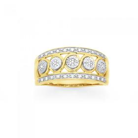 9ct-Gold-Diamond-3-Row-Wide-Band on sale