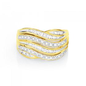 9ct+Gold+Diamond+Crossover+Ring