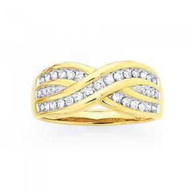 9ct+Gold+Diamond+Dress+Ring