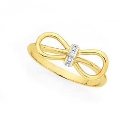 9ct+Gold+Diamond+Bow+Ring