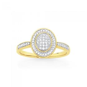 9ct+Gold+Diamond+Oval+Dress+Ring