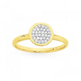 9ct+Gold+Diamond+Round+Cluster+Bezel+Set+Ring