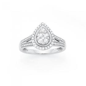 9ct-White-Gold-Diamond-Pear-Shape-Dress-Ring on sale
