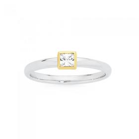 Sterling+Silver+%26amp%3B+9ct+Gold+Cubic+Zirconia+Stacker+Ring