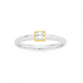 Sterling-Silver-9ct-Gold-Cubic-Zirconia-Stacker-Ring on sale