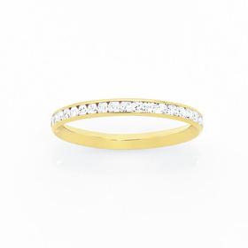 9ct+Gold+Cubic+Zirconia+Full+Eternity+Stacker+Ring