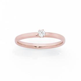 9ct+Rose+Gold+Cubic+Zirconia+Solitaire+Stacker+Ring