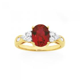 9ct+Gold+Created+Ruby+%26amp%3B+Cubic+Zirconia+Ring