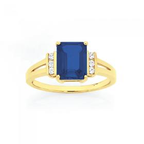 9ct-Gold-Created-Sapphire-CZ-Dress-Ring on sale