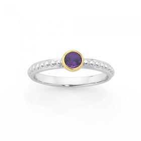 Sterling+Silver+%26amp%3B+9ct+Gold+Amethyst+Stacker+Ring