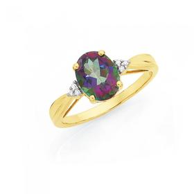 9ct-Gold-Coated-Topaz-Mystic-Fire-Diamond-Dress-Ring on sale