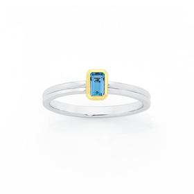 Sterling+Silver+%26amp%3B+9ct+Gold+Blue+Topaz+Stacker+Ring