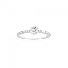 Silver-CZ-Flower-Centre-Friendship-Ring on sale