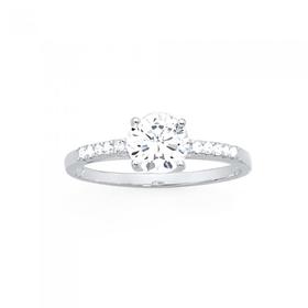 Silver-CZ-Solitaire-with-Side-CZ-Ring on sale