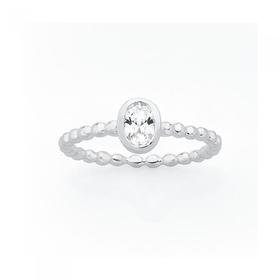 Silver-Bezel-Set-Oval-CZ-Stacker-Ring on sale