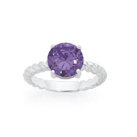 Silver-Violet-CZ-Twist-Ring on sale