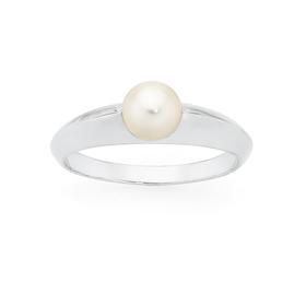 Silver+6mm+Freshwater+Pearl+Ring