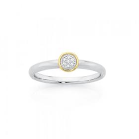 Sterling-Silver-9ct-Gold-Diamond-Round-Bezel-Set-Ring on sale