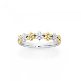 Sterling+Silver+%26amp%3B+9ct+Gold+Diamond+Flower+Ring