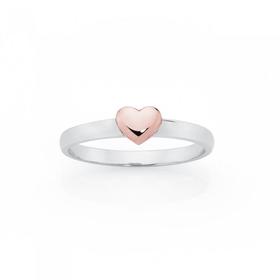 Silver+and+Rose+Gold+Plated+Heart+Friendship+Ring