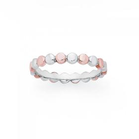 Silver-and-Rose-Gold-Plated-Flat-Ball-Friendship-Ring on sale