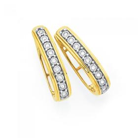 9ct+Gold+Diamond+Huggie+Earrings