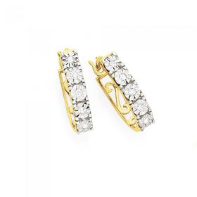 9ct-Gold-Diamond-Miracle-Plate-Hoop-Earrings on sale