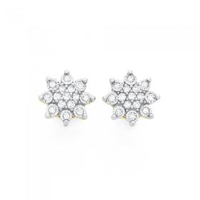 9ct+Gold+Diamond+Star+Stud+Earrings