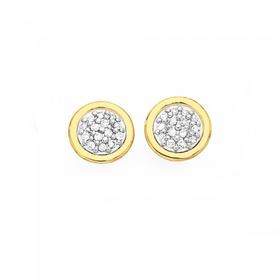 9ct-Gold-Diamond-Round-Cluster-Bezel-Set-Stud-Earrings on sale