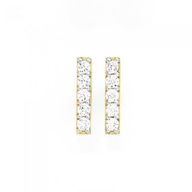 9ct-Gold-CZ-Bar-Stud-Earrings on sale