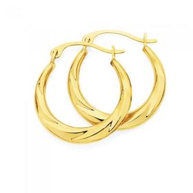 9ct+Gold+Twist+Creole+Earrings