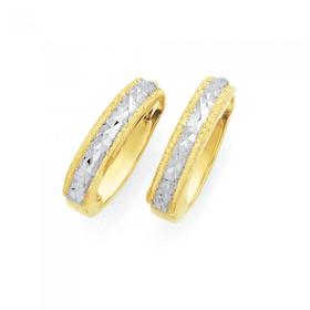 9ct+Gold+Two+Tone+Stardust+Huggie+Earrings