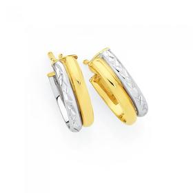 9ct-Gold-Two-Tone-Double-Hoop-Earrings on sale